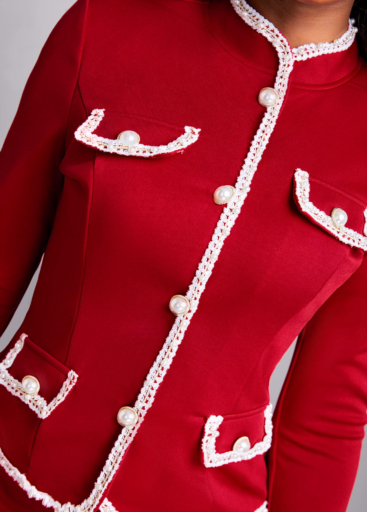 Contrast Binding Lace Two Piece Suit