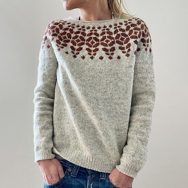 Fairman Island Jacquard Long Sleeve Crew Neck Sweater