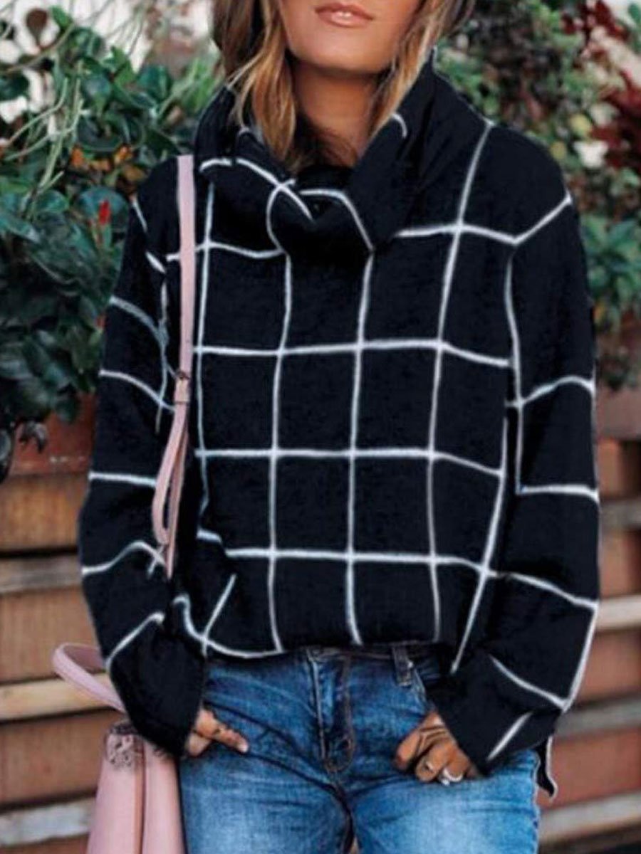 Turtleneck Plaid Sweater