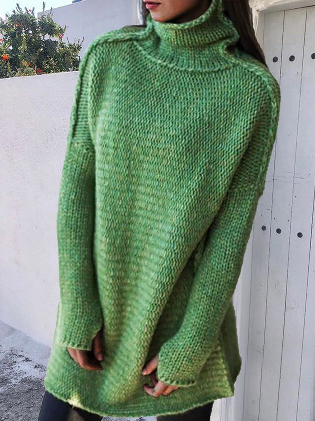 Turtleneck Knitted Long Sleeve Sweaters Plus Size Pullovers Jumpers