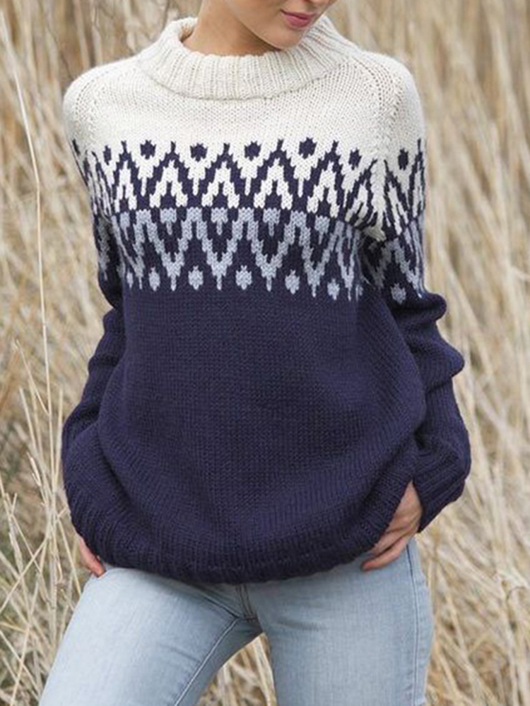 Fairman Island Contrast-Panel Jacquard Sweater