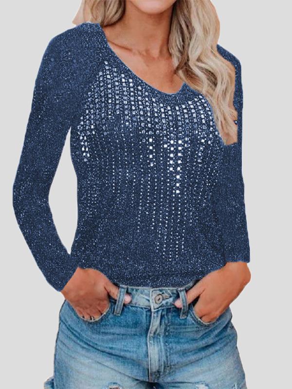 Women's Sweaters V-Neck Long Sleeve Knitted Sweater