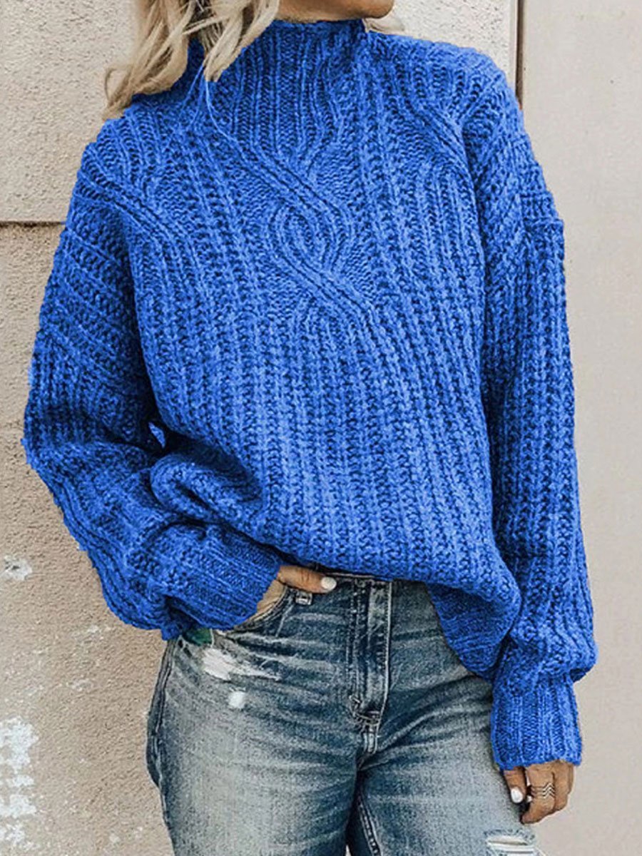 Turtleneck Twist Knitted Pullover Sweater