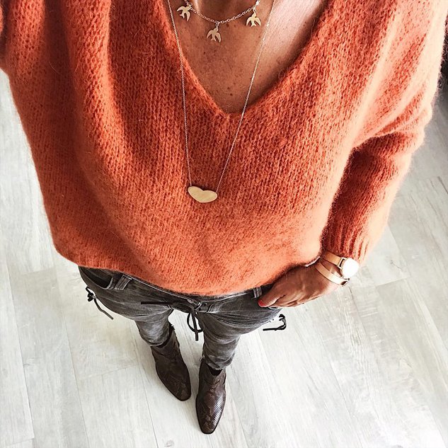 Casual V Neck Plain Sweater