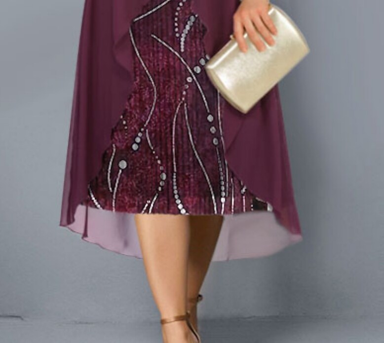 Women's Plus Size A Line Dress Graphic V Neck Long Sleeve ress