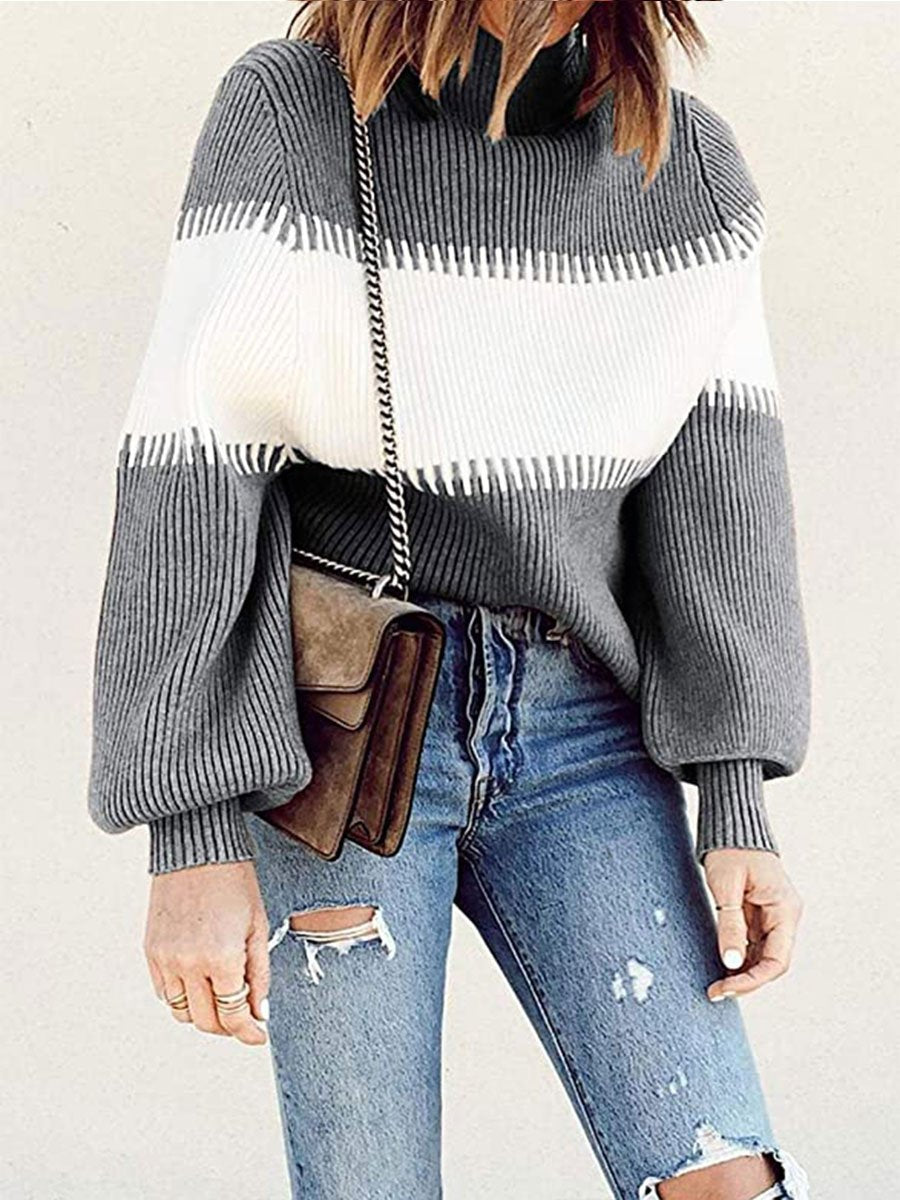 Turtleneck contrast sweater