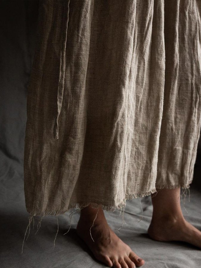 Women's Round Neck Single Breasted Dress