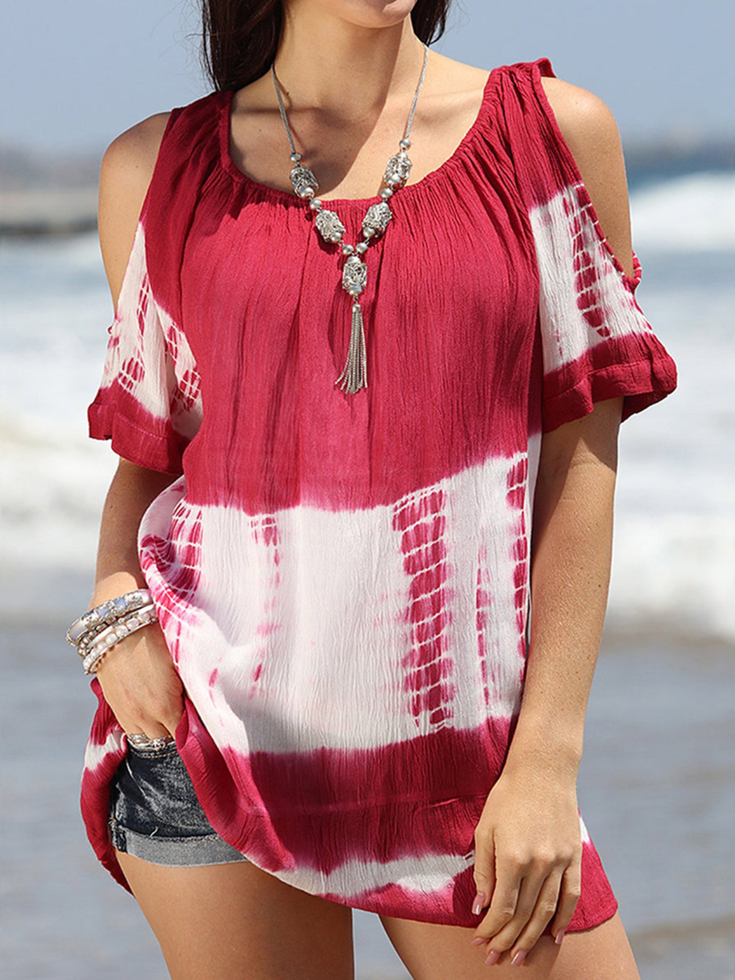 Women's Loose Casual Tie Dye Round Neck Short Sleeve T-Shirt