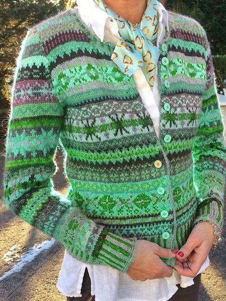 Printed Long Sleeve Casual Cardigans Sweater coat