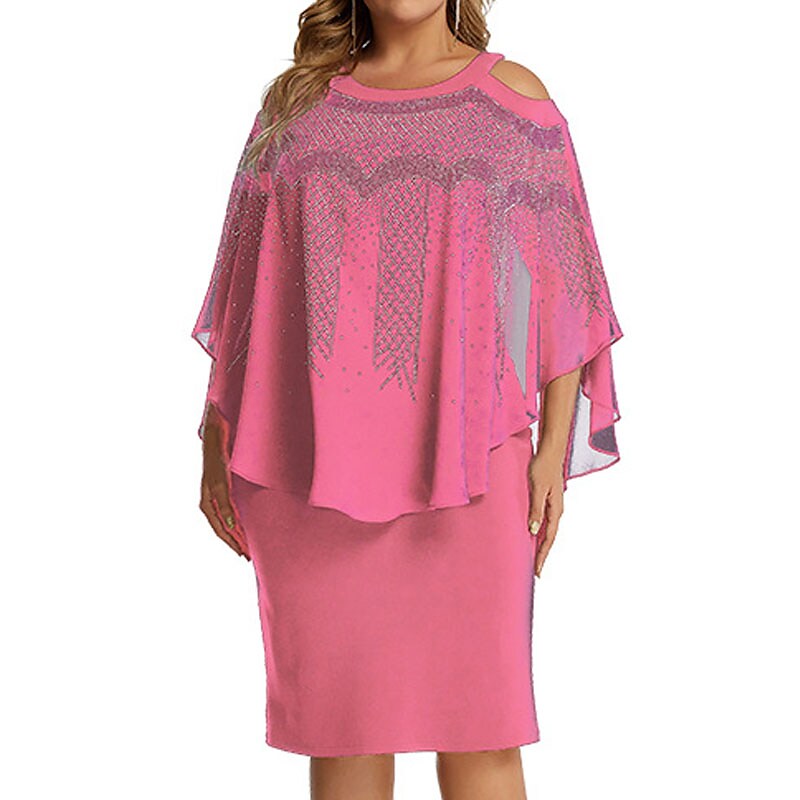 Women's Plus Size Holiday Dress Solid Color Crew Neck Ruched Dress