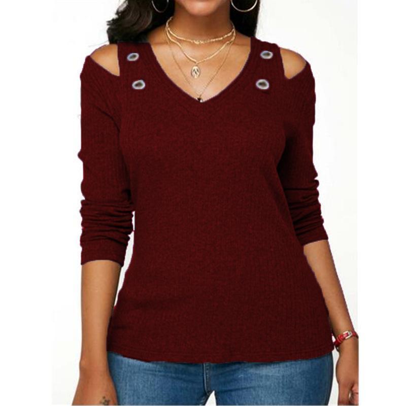 V-Neck Strapless Long-Sleeved Sweater T-Shirt