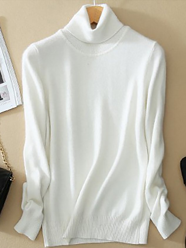 Turtleneck Long Sleeve Wool Blend Sweaters