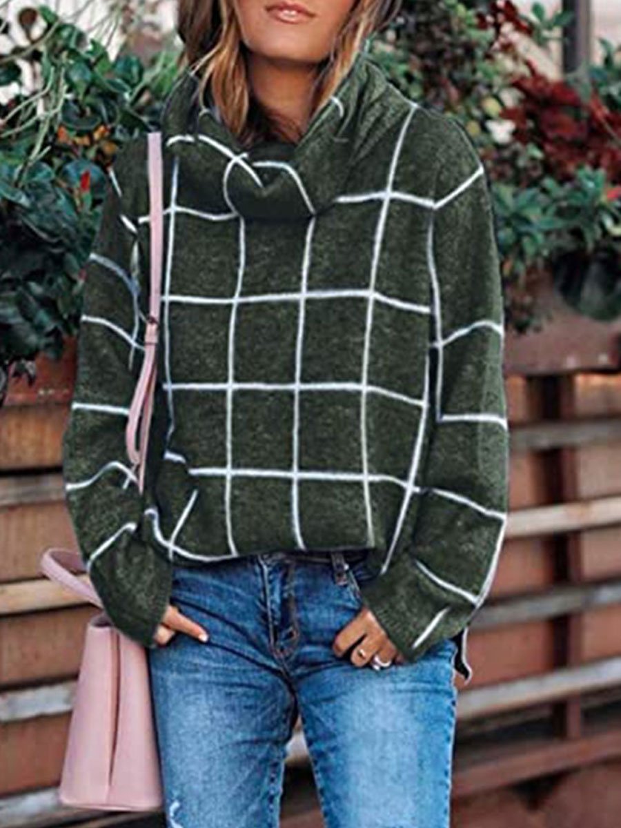 Turtleneck Plaid Sweater