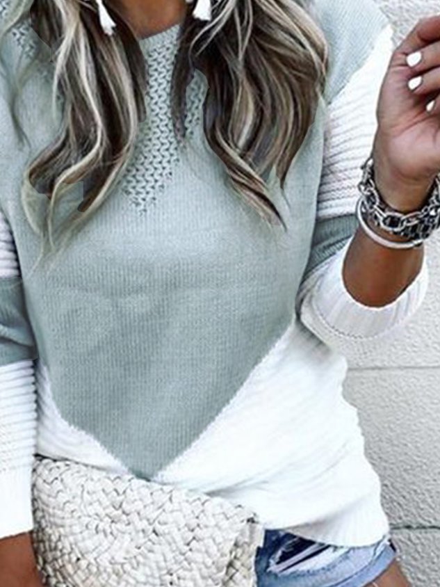 Gray Shift Geometric Cotton-Blend Casual Sweater