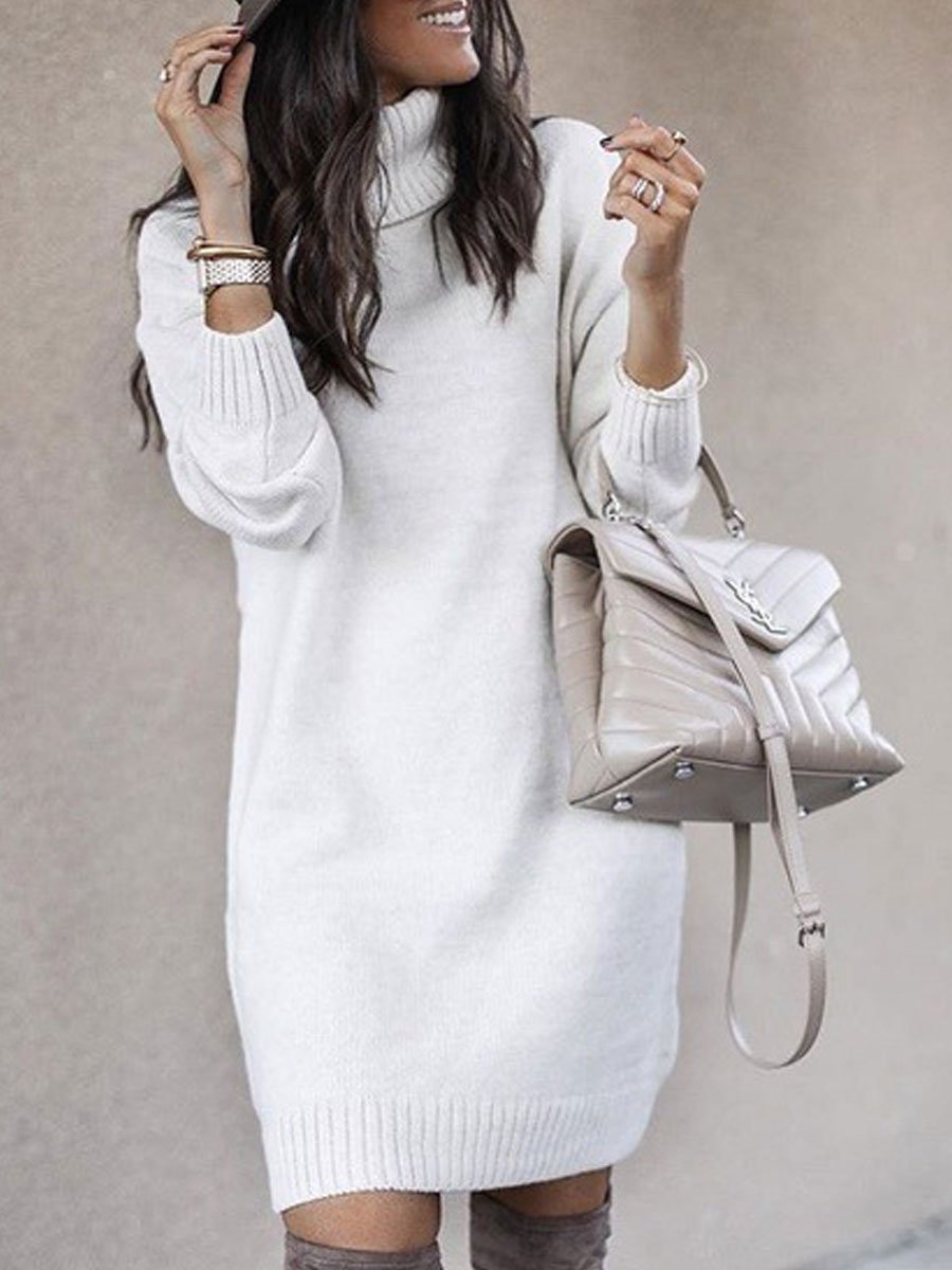 Turtleneck Knitted Mid-length Sweater