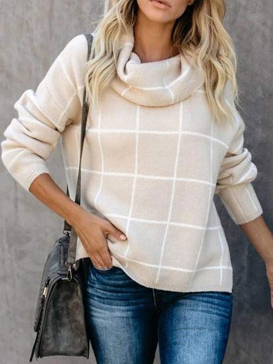 Turtleneck Plaid Sweater