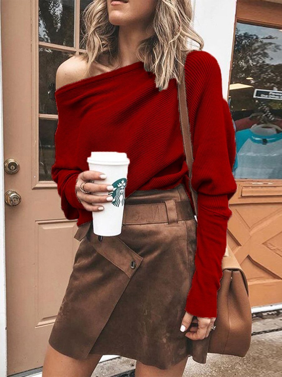 Sexy Off Shoulder Bat Sleeve Sweater