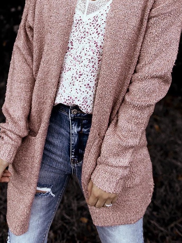 Casual Plain Sweater Cardigan Coat