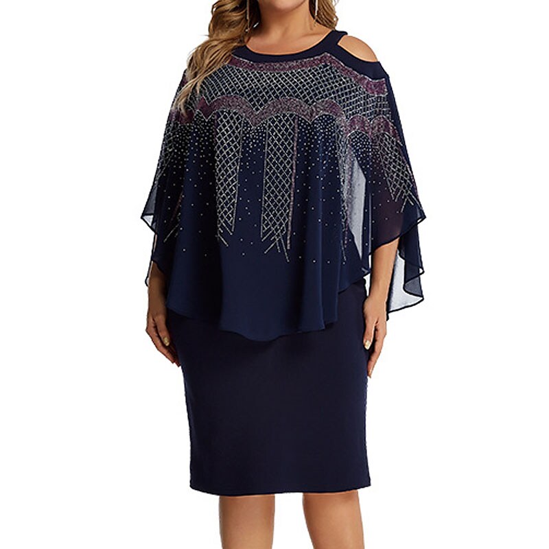 Women's Plus Size Holiday Dress Solid Color Crew Neck Ruched Dress