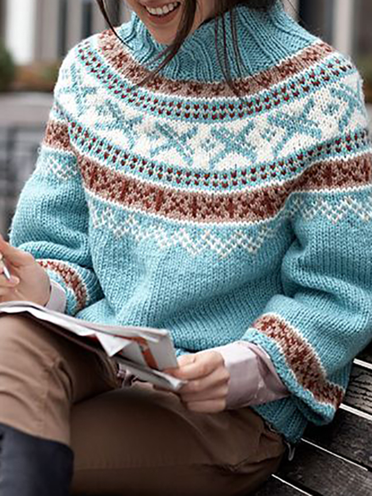 Vintage Fairman Island Jacquard Turtleneck Sweater