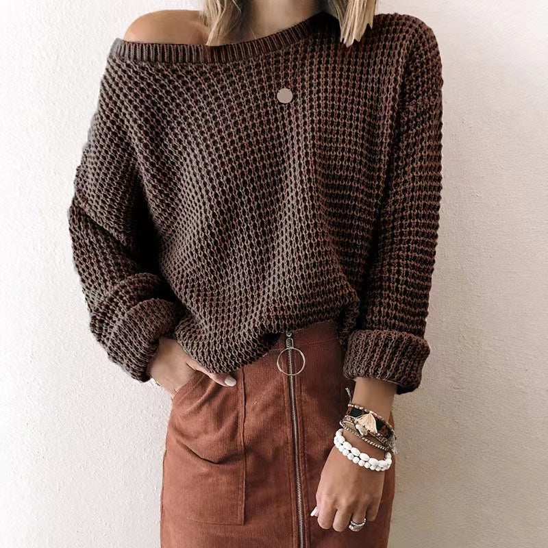 Women's Solid Long Sleeve Knit Top Sweater