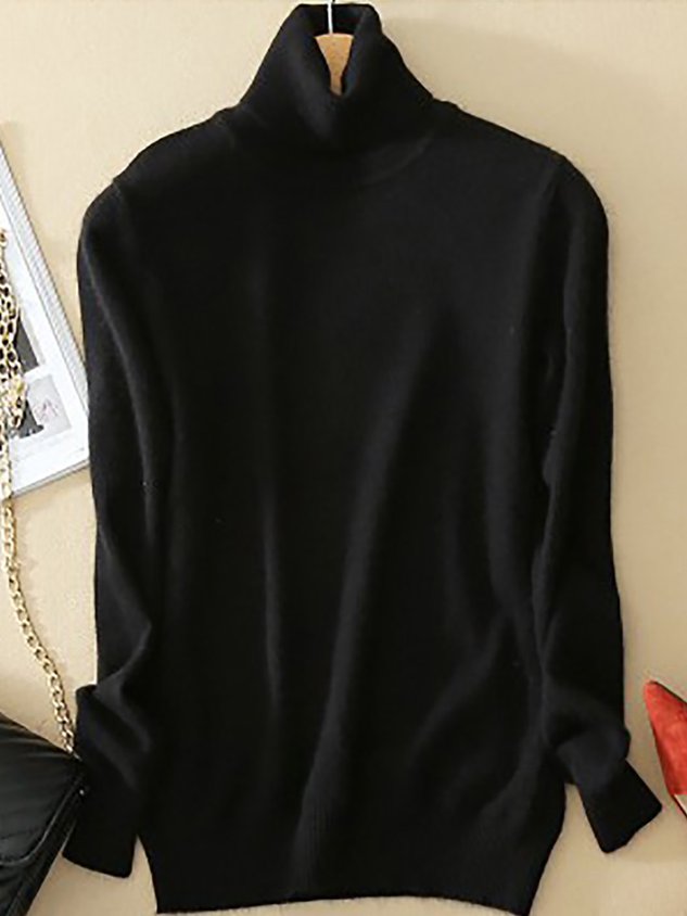 Turtleneck Long Sleeve Wool Blend Sweaters