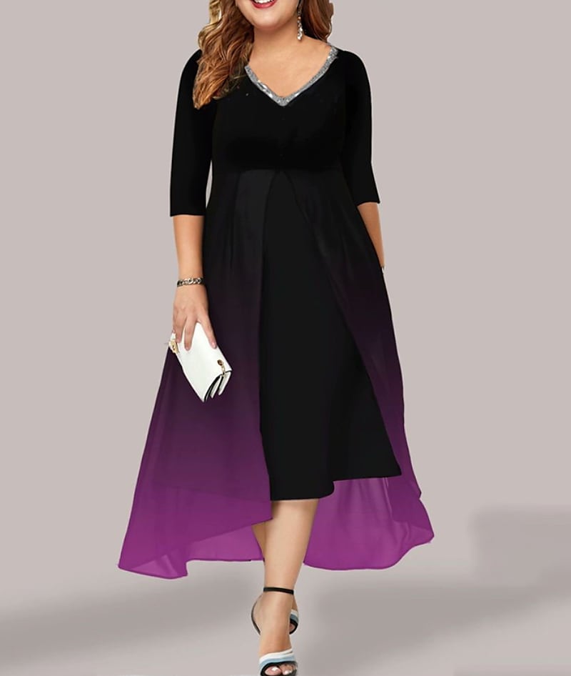 Women's Plus Size A Line Dress Color Gradient