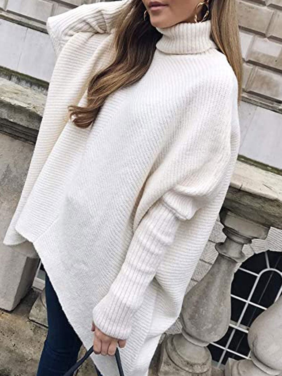 Turtleneck bat sleeve knitted sweater