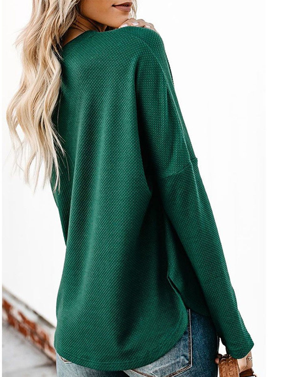 V-Neck Solid Color Single-Breasted Knot Knitted Long Sleeves Cardigan