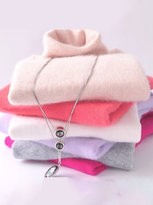 Turtleneck Long Sleeve Wool Blend Sweaters