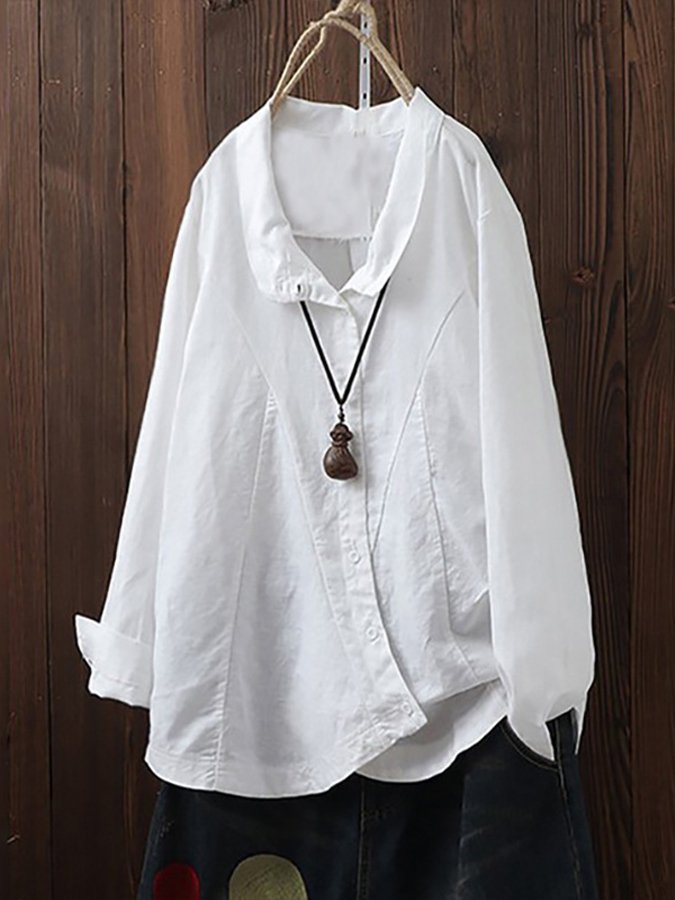 women's cotton linen casual plus size shirt