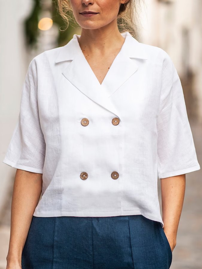 Women's Casual Elegant Double-Breasted Cotton Shirt