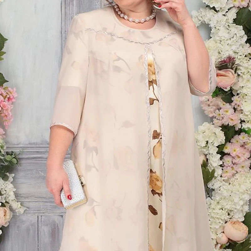 Women's Plus Size Holiday Dress Floral Crew Neck Ruched Dress