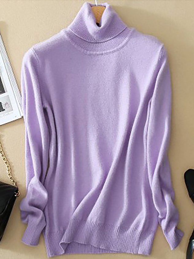 Turtleneck Long Sleeve Wool Blend Sweaters