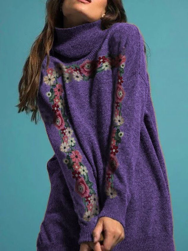 Casual Long Sleeve Plus Size Turtleneck Sweater