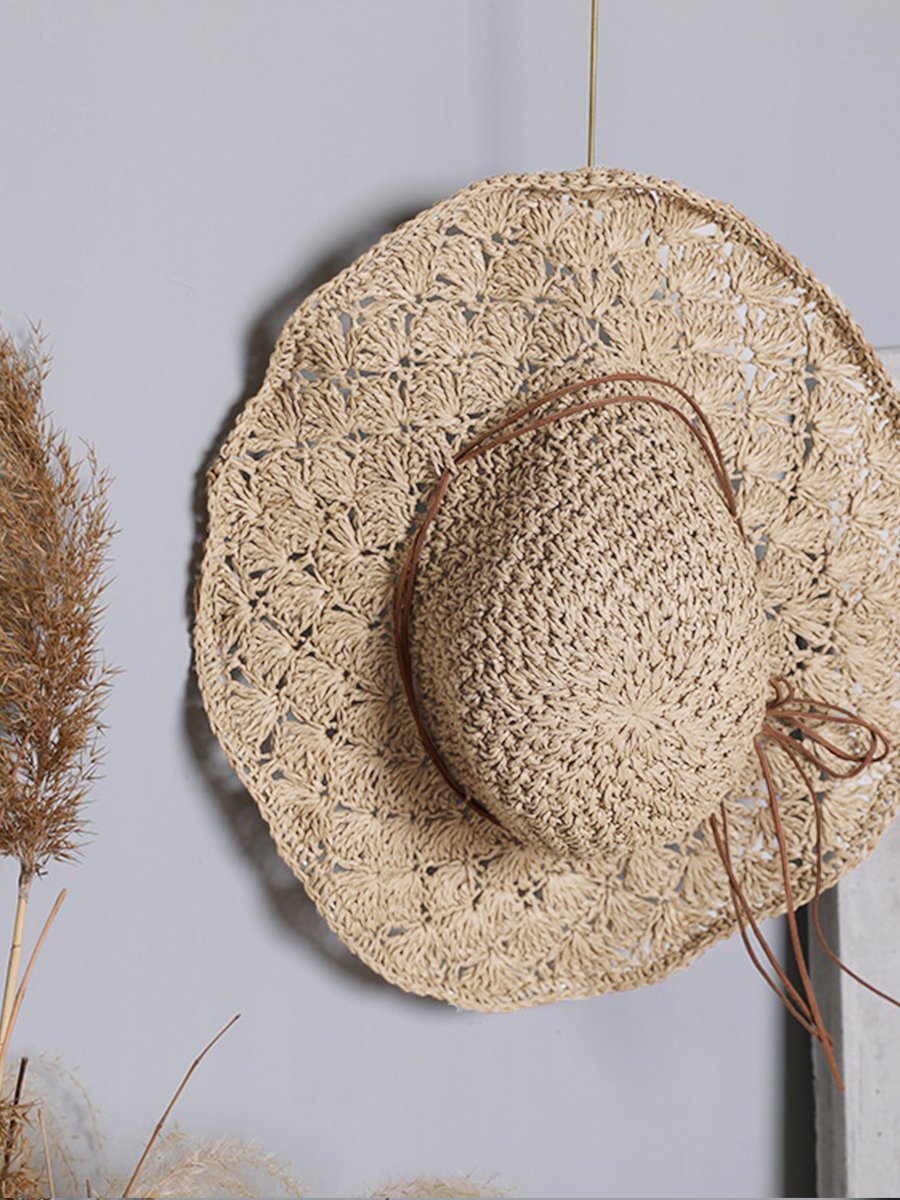 Women's Vintage Beach Resort Straw Crochet Sun Hat
