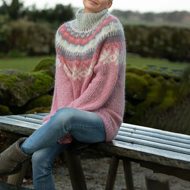 Fairman Island Vintage Contrast Panel Jacquard Sweater