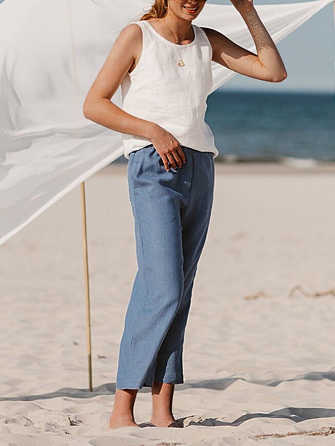 Women's Casual Solid Color Cotton Tank Top