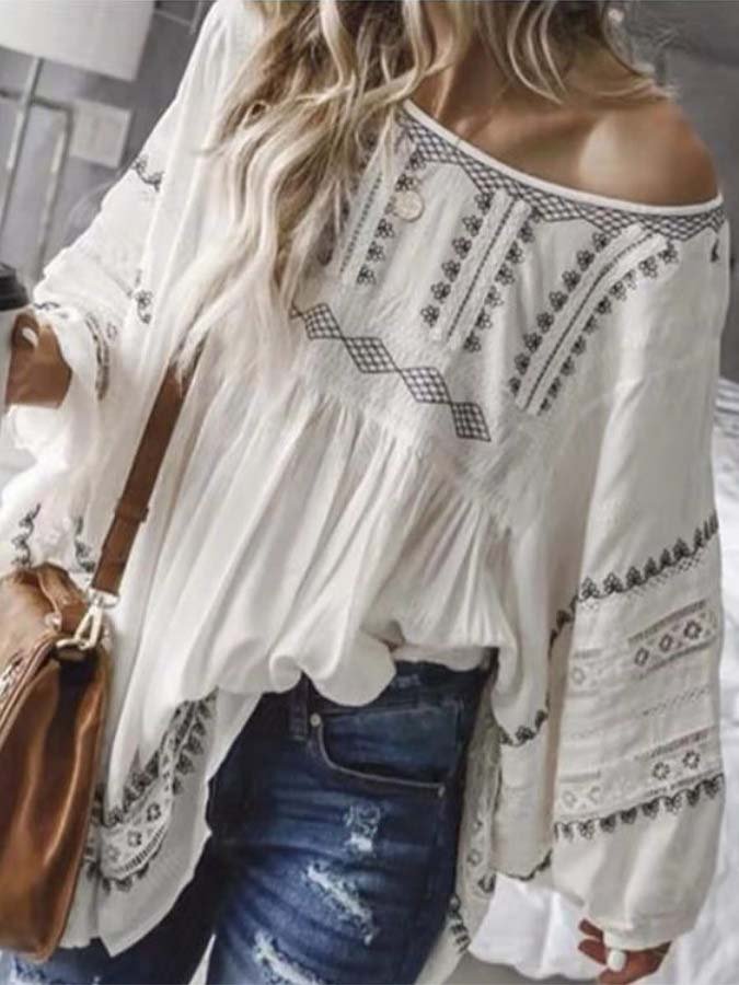 Women's Geometric Loose Casual Top