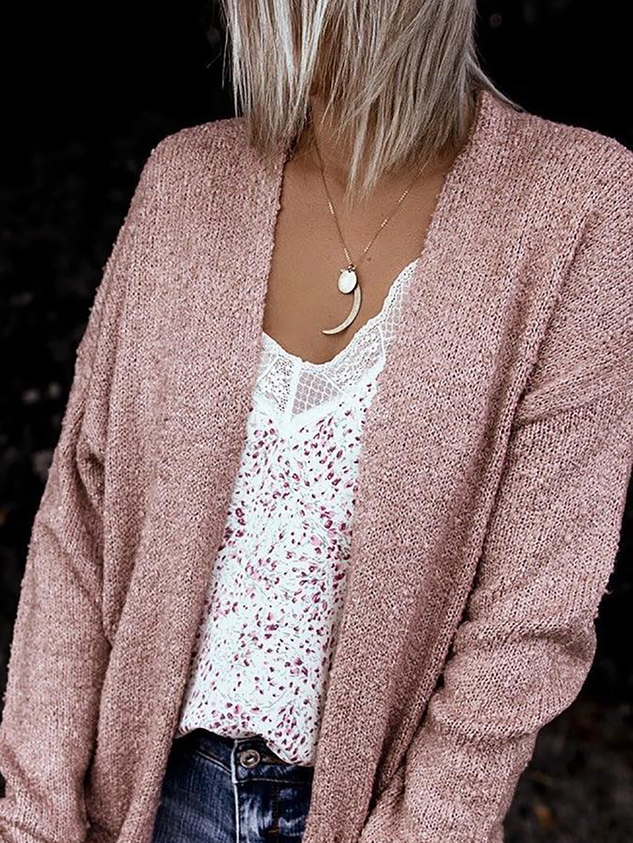 Casual Plain Sweater Cardigan Coat