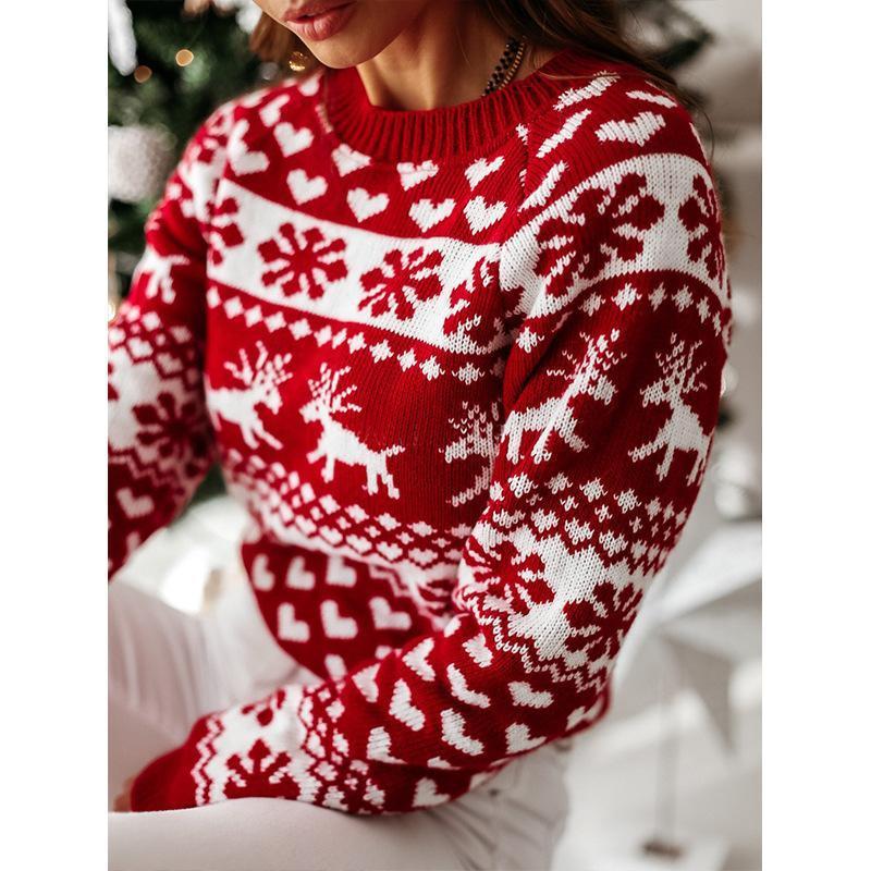 Women's Jumpers Christmas Snowflake Reindeer Sweater