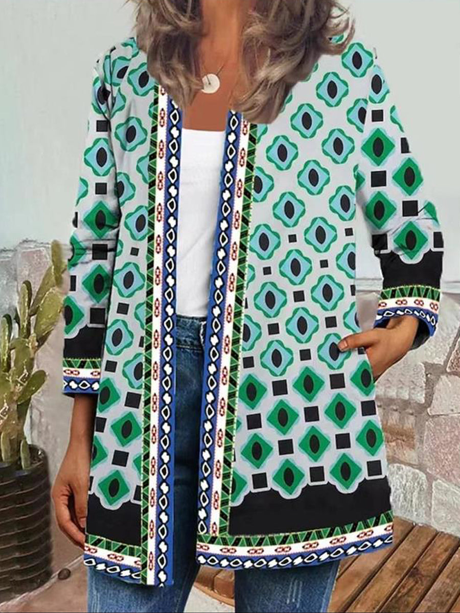 Women's Printed Long Sleeve Cardigan Tops