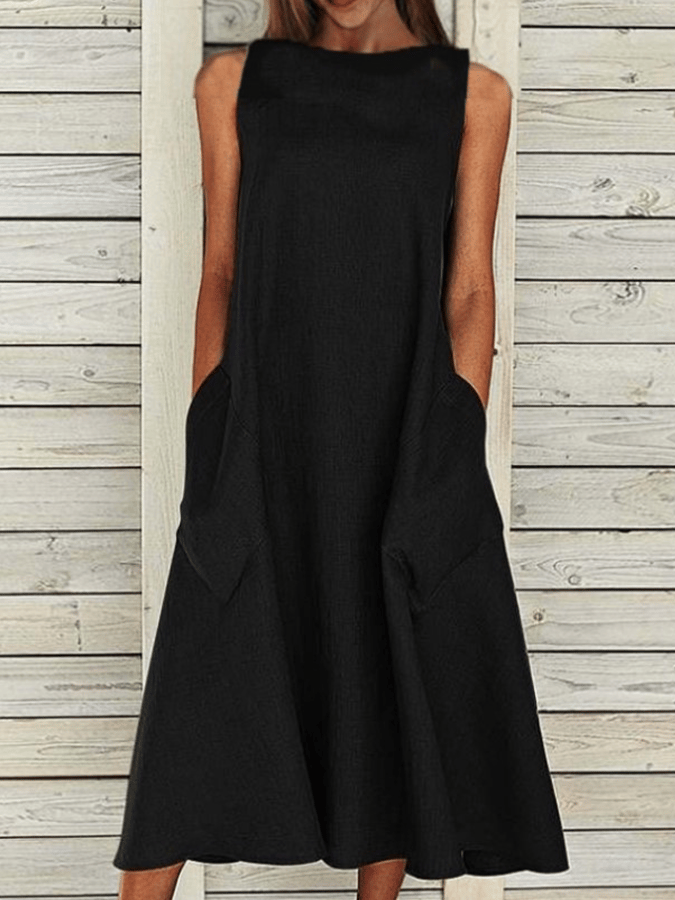 Women's Elegant Solid Color Cotton Dress