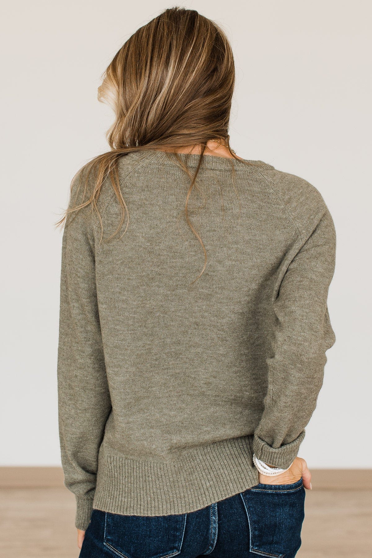 No Regrets Brushed Knit Sweater- Olive