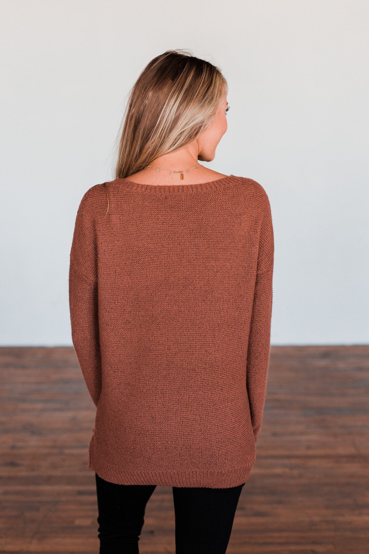 Reaching Out To You Knit Sweater- Brick