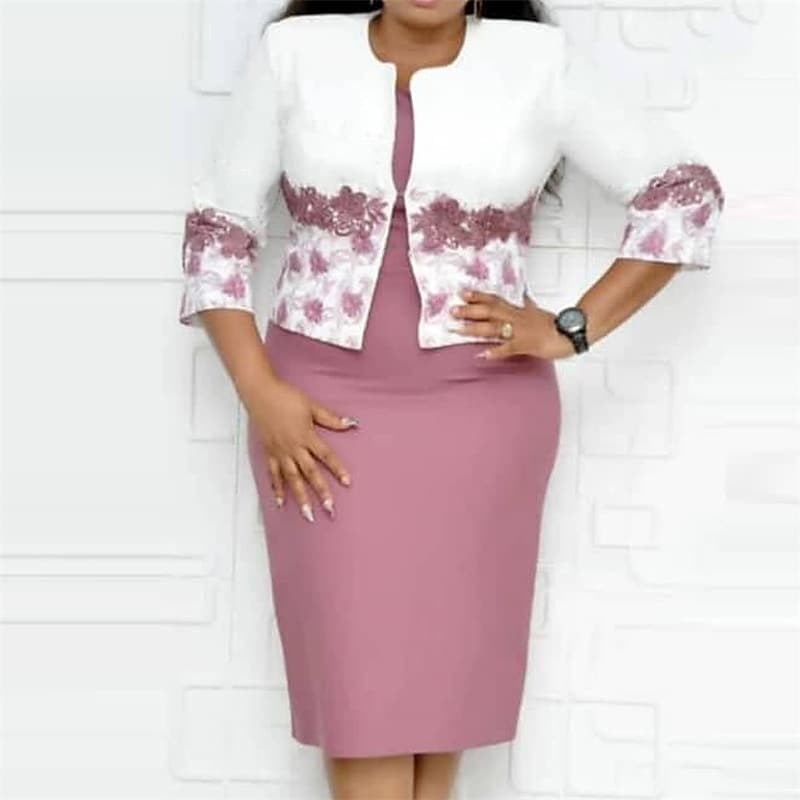 Women's Plus Size Party Dress Floral Crew Neck Print 3/4 Length Sleeve Dress