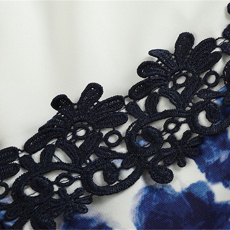 Women's Plus Size Party Dress Floral Crew Neck Print 3/4 Length Sleeve Dress