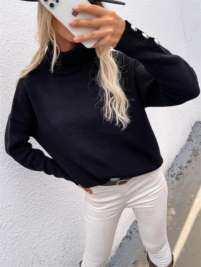 Women's Solid Turtleneck Knit Sweater