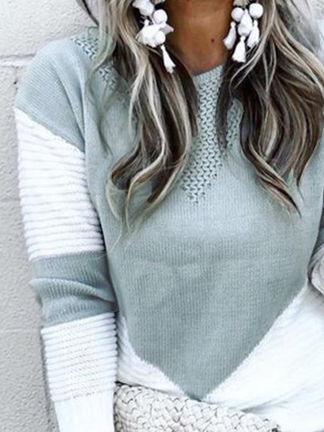 Gray Shift Geometric Cotton-Blend Casual Sweater