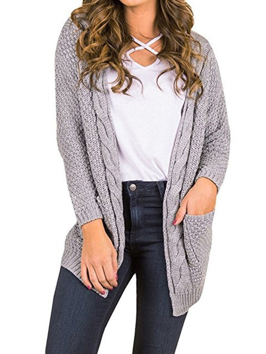 Solid Color Knitting Sweater Cardigan